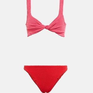 New Hunza g Juno twisted bikini set in hot pink/red one size